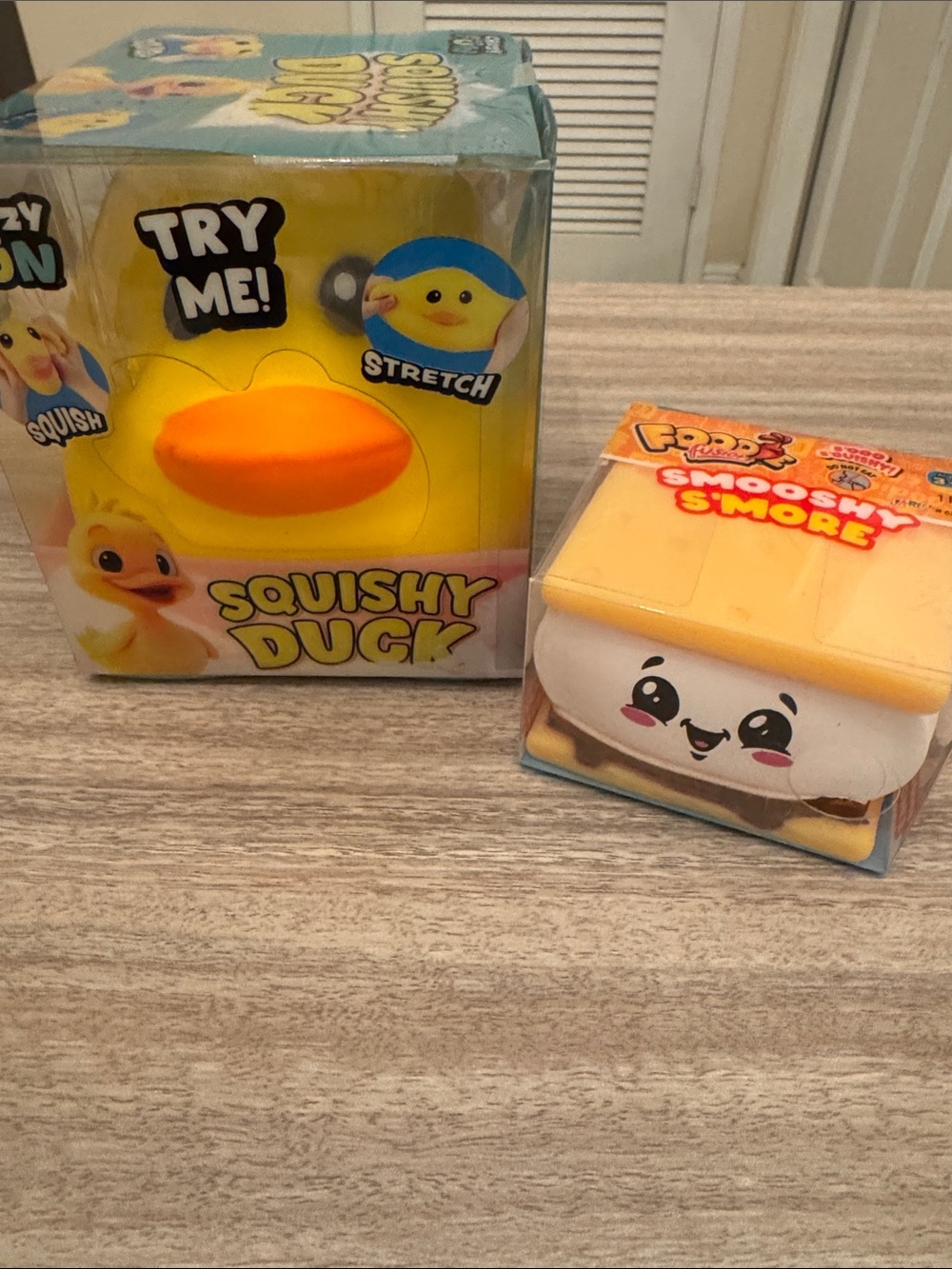Yellow Squishy Duck & Smooshy S’more . Set of 2. NEW